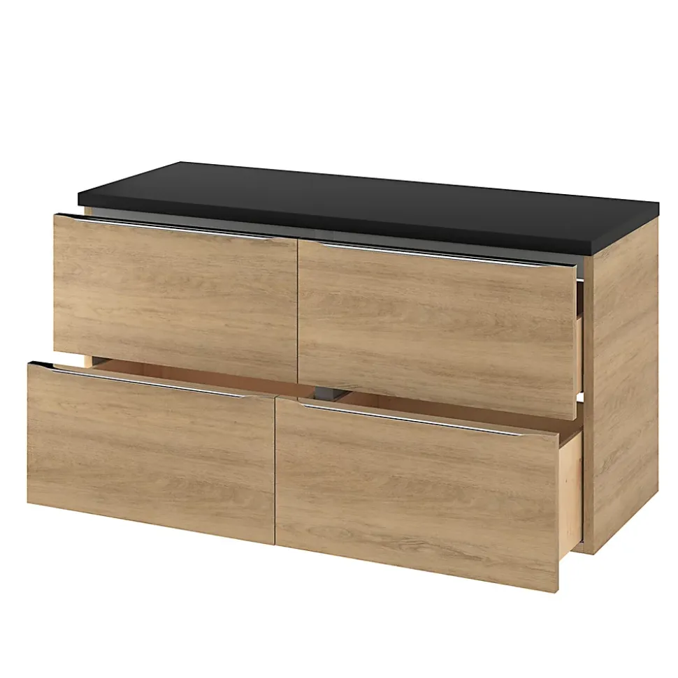 Meuble sous vasque suspendu effet chêne l.120 x H.60 x P.45 cm, GoodHome Imandra