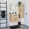 Meuble sous vasque suspendu effet chêne 2 tiroirs l.60 x H.55 x P.45 cm, Opah