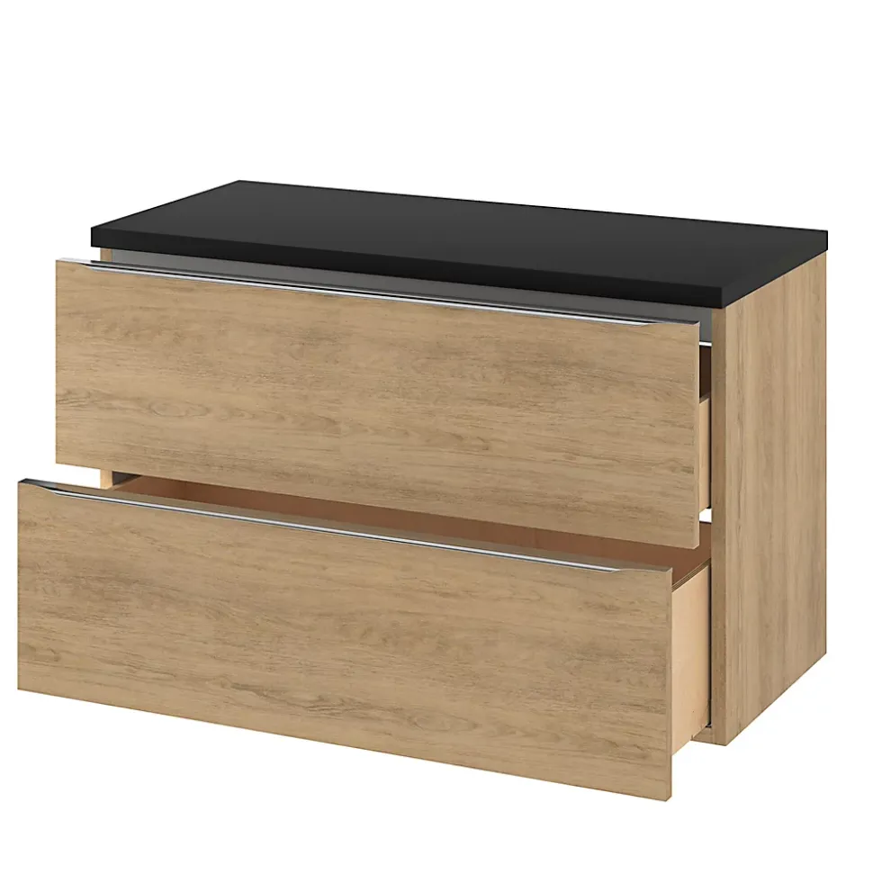 Meuble sous vasque suspendu effet chêne l.100 x H.60 x P.45 cm, GoodHome Imandra