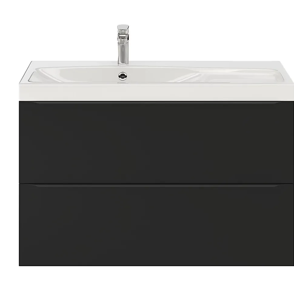Meuble sous vasque suspendu noir mat l.100 x H.60 x P.45 cm, GoodHome Imandra