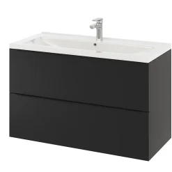 Meuble sous vasque suspendu noir mat l.100 x H.60 x P.45 cm, GoodHome Imandra