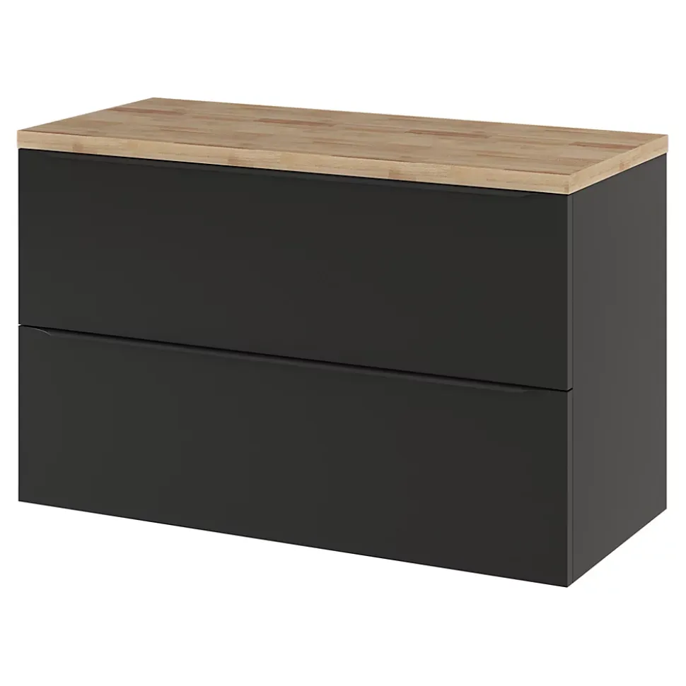 Meuble sous vasque suspendu noir mat l.100 x H.60 x P.45 cm, GoodHome Imandra