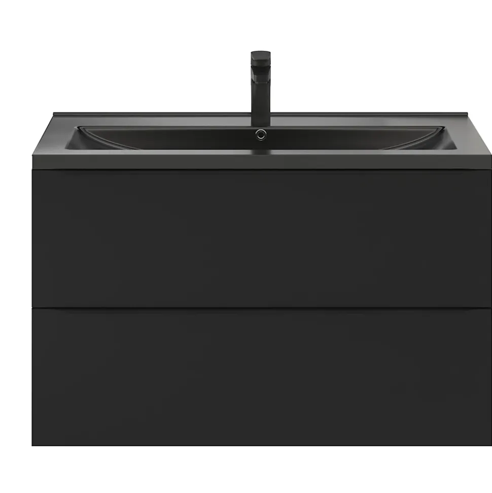 Meuble sous vasque suspendu noir mat l.100 x H.60 x P.45 cm, GoodHome Imandra