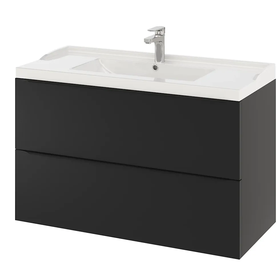 Meuble sous vasque suspendu noir mat l.100 x H.60 x P.45 cm, GoodHome Imandra