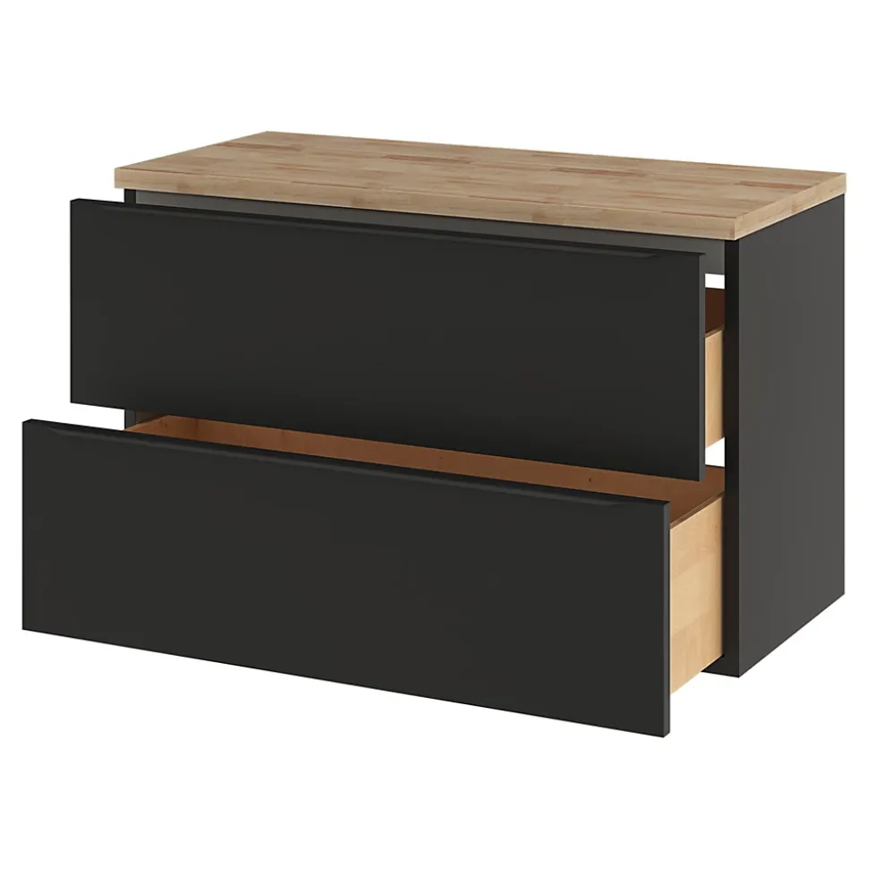 Meuble sous vasque suspendu noir mat l.100 x H.60 x P.45 cm, GoodHome Imandra
