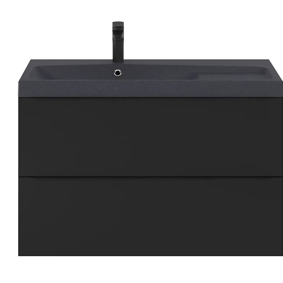 Meuble sous vasque suspendu noir mat l.100 x H.60 x P.45 cm, GoodHome Imandra