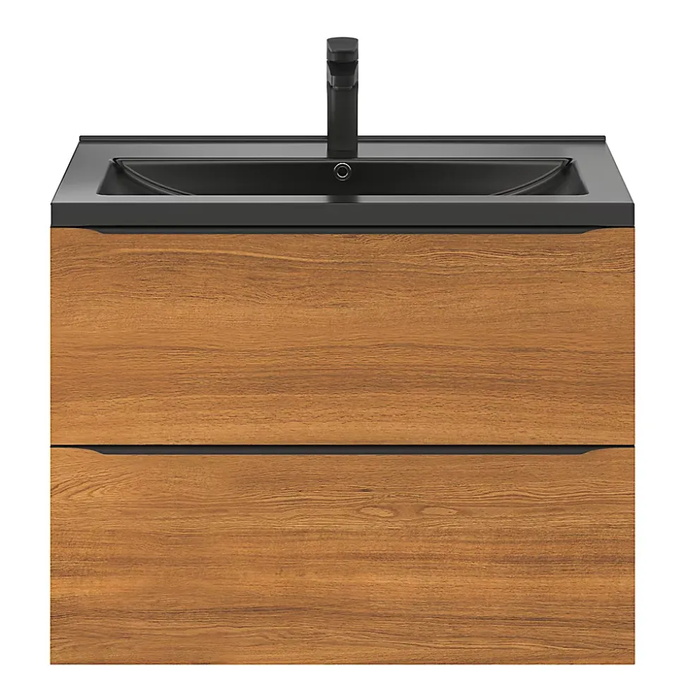 Meuble sous vasque suspendu effet noyer l.80 x H.60 x P.45 cm, GoodHome Imandra