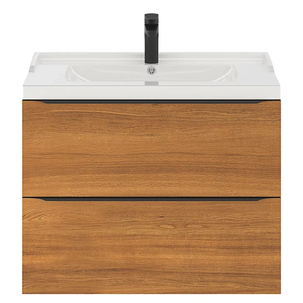 Meuble sous vasque suspendu effet noyer l.80 x H.60 x P.45 cm, GoodHome Imandra