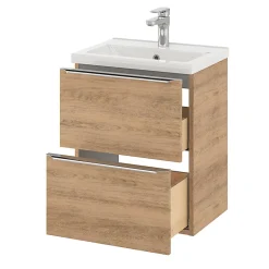 Meuble sous vasque suspendu faible profondeur effet chêne l.50 x H.60 x P.36 cm, GoodHome Imandra