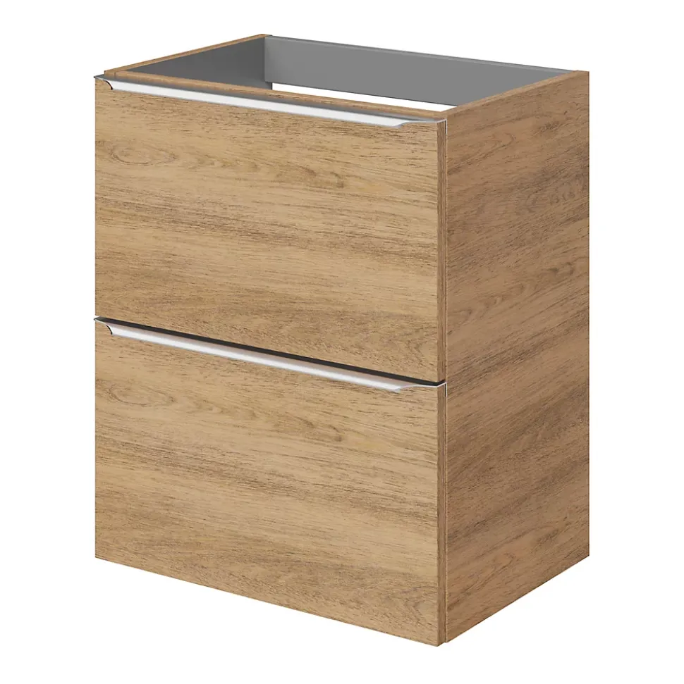 Meuble sous vasque suspendu faible profondeur effet chêne l.50 x H.60 x P.36 cm, GoodHome Imandra
