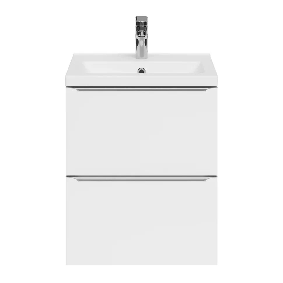 Meuble sous vasque suspendu faible profondeur blanc brillant l.50 x H.60 x P.36 cm, GoodHome Imandra