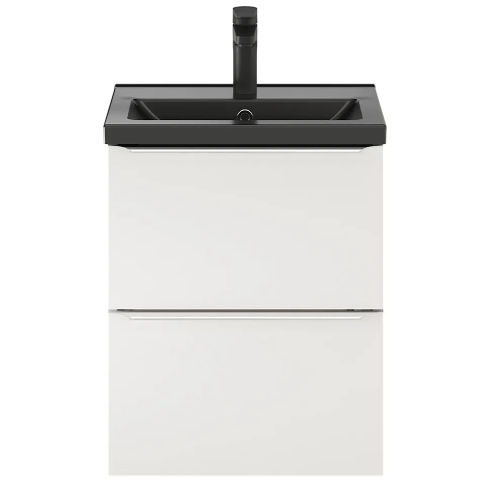 Meuble sous vasque suspendu faible profondeur blanc brillant l.50 x H.60 x P.36 cm, GoodHome Imandra