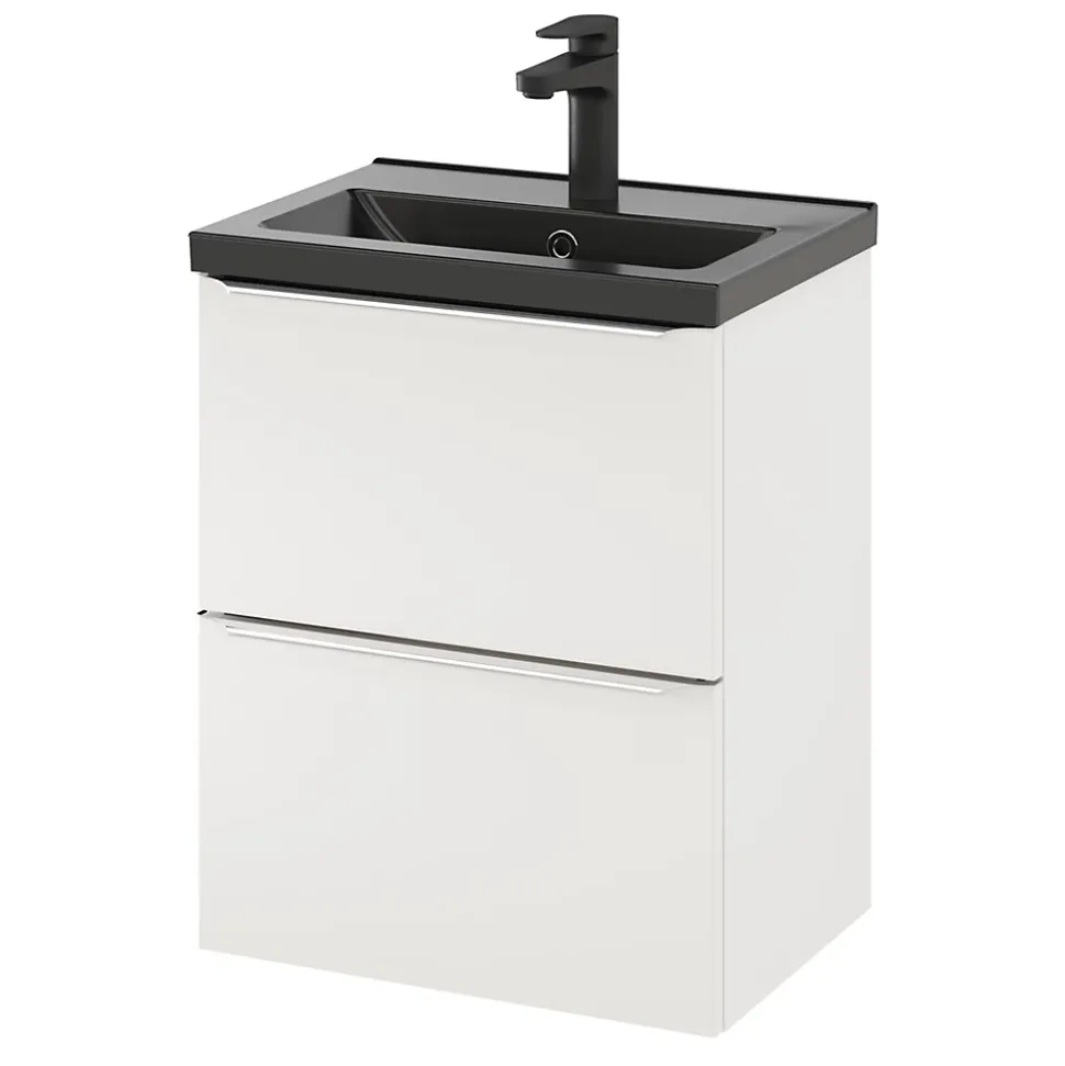 Meuble sous vasque suspendu faible profondeur blanc brillant l.50 x H.60 x P.36 cm, GoodHome Imandra