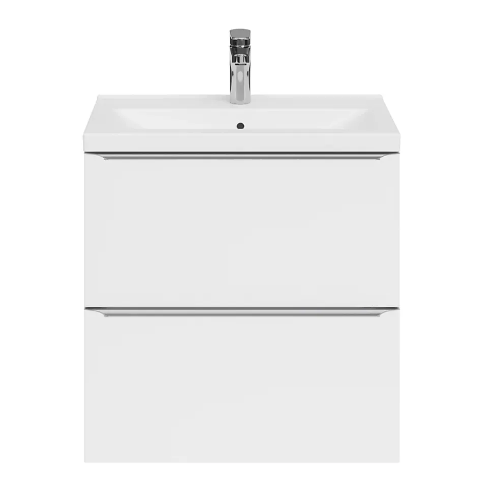 Meuble sous vasque suspendu faible profondeur blanc brillant l.60 x H.60 x P.36 cm, GoodHome Imandra