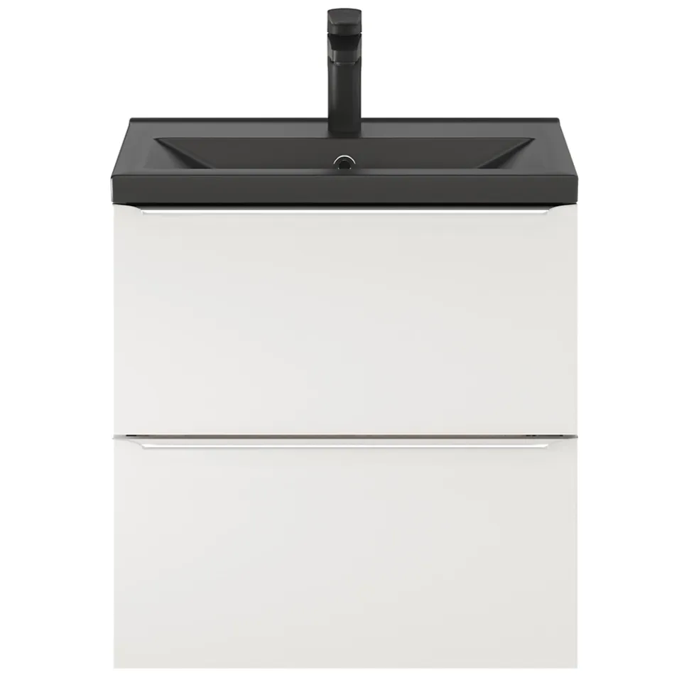 Meuble sous vasque suspendu faible profondeur blanc brillant l.60 x H.60 x P.36 cm, GoodHome Imandra