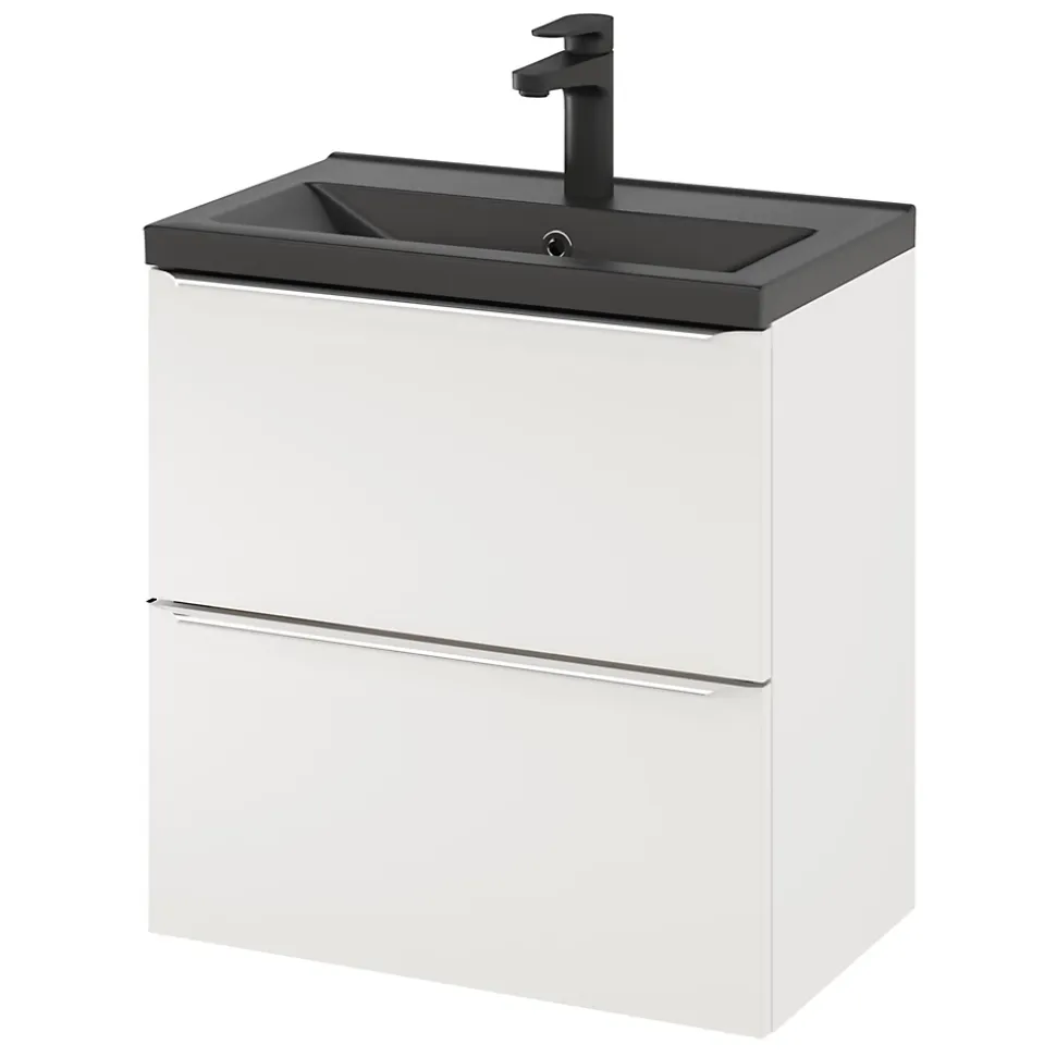 Meuble sous vasque suspendu faible profondeur blanc brillant l.60 x H.60 x P.36 cm, GoodHome Imandra