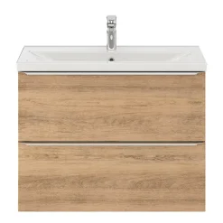 Meuble sous vasque suspendu faible profondeur effet chêne l.80 x H.60 x P.36 cm, GoodHome Imandra