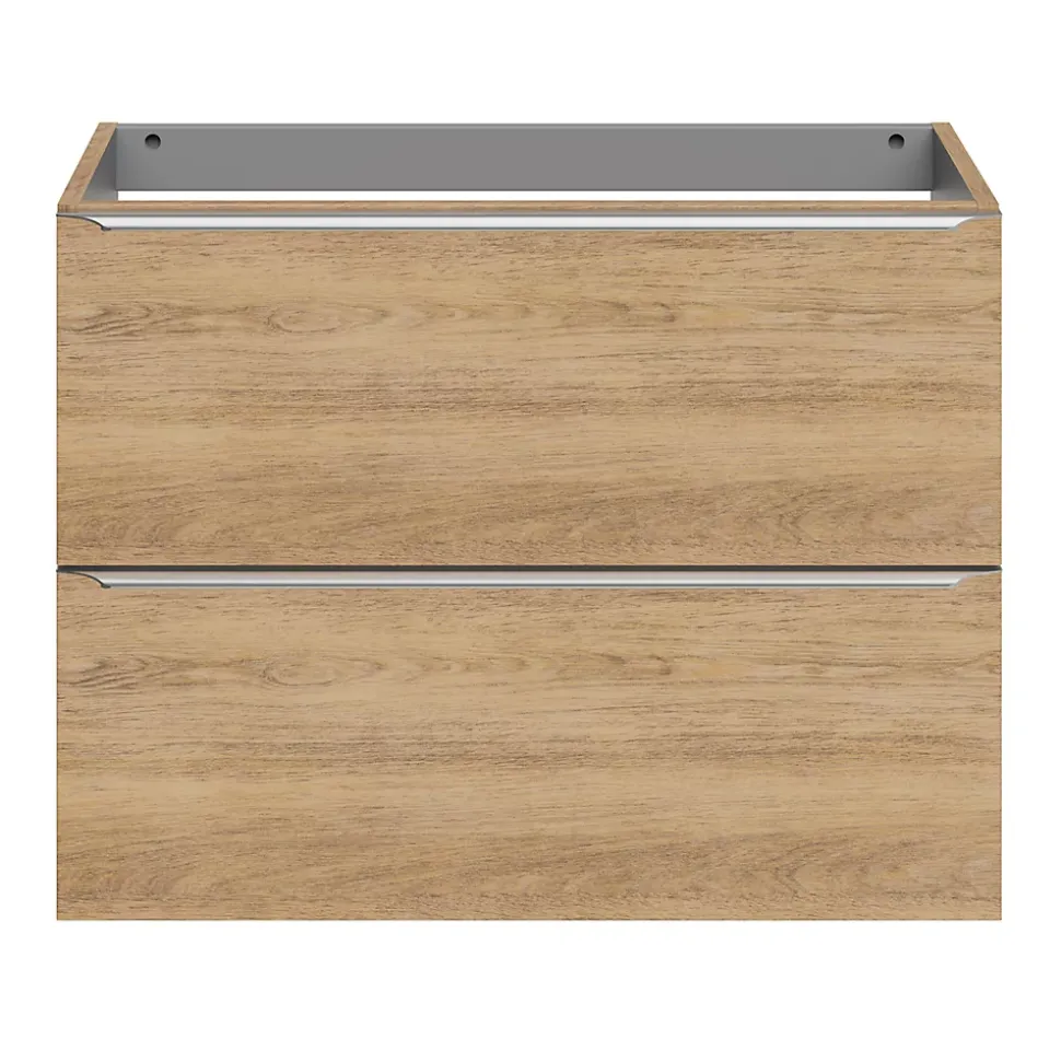 Meuble sous vasque suspendu faible profondeur effet chêne l.80 x H.60 x P.36 cm, GoodHome Imandra