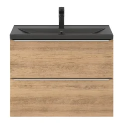 Meuble sous vasque suspendu faible profondeur effet chêne l.80 x H.60 x P.36 cm, GoodHome Imandra