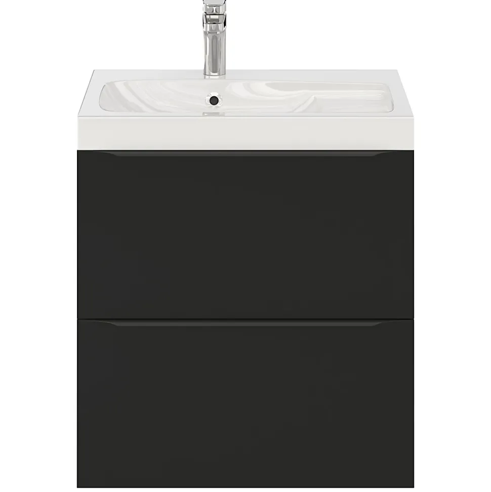 Meuble sous vasque suspendu noir mat l.60 x H.60 x P.45 cm, GoodHome Imandra
