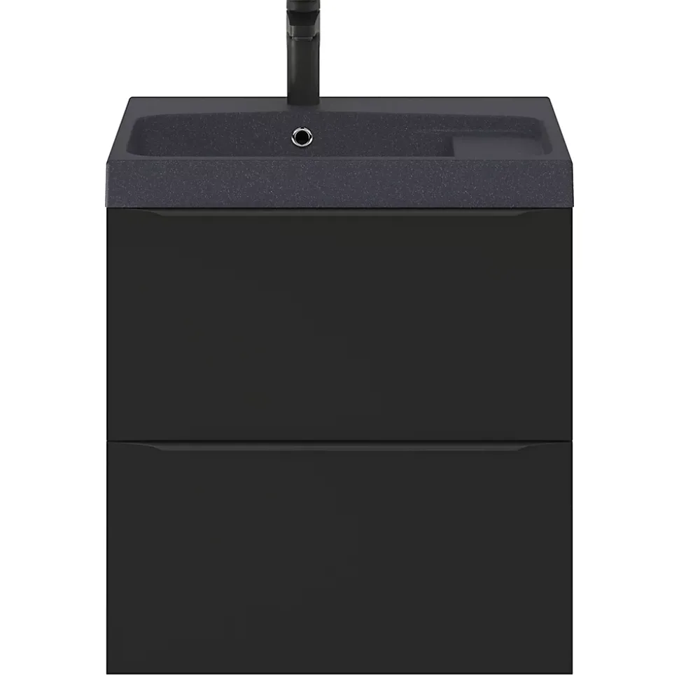 Meuble sous vasque suspendu noir mat l.60 x H.60 x P.45 cm, GoodHome Imandra