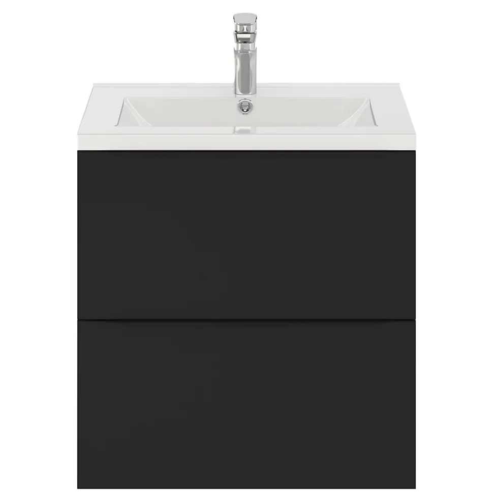 Meuble sous vasque suspendu noir mat l.60 x H.60 x P.45 cm, GoodHome Imandra