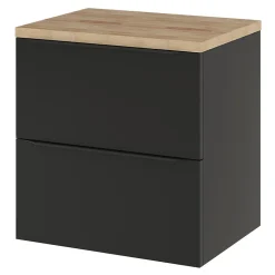 Meuble sous vasque suspendu noir mat l.60 x H.60 x P.45 cm, GoodHome Imandra