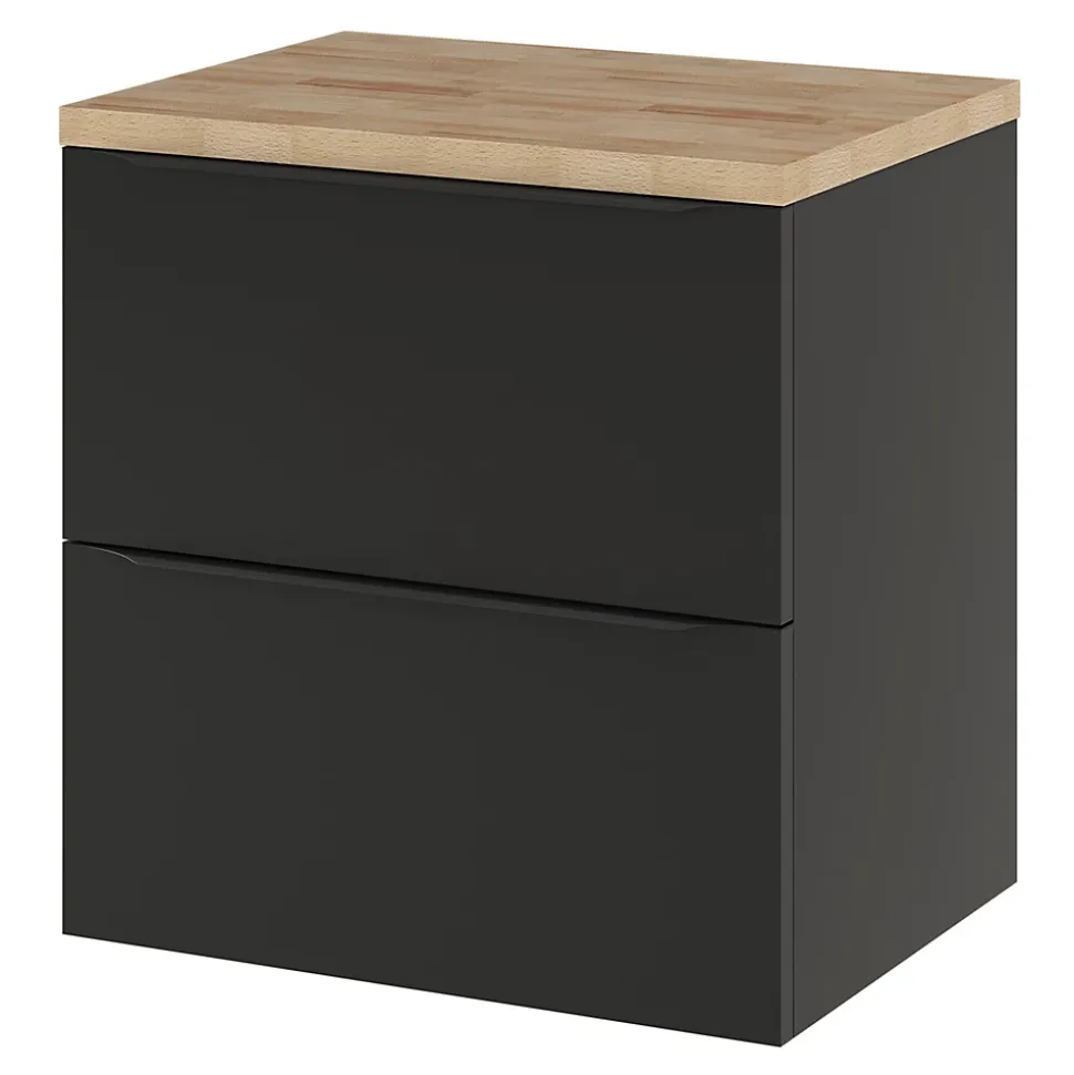 Meuble sous vasque suspendu noir mat l.60 x H.60 x P.45 cm, GoodHome Imandra