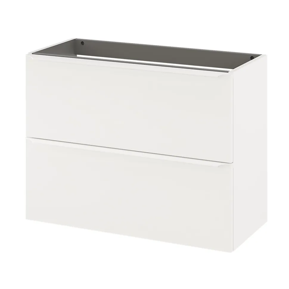 Meuble sous vasque suspendu faible profondeur blanc mat l.80 x H.60 x P.36 cm, GoodHome Imandra