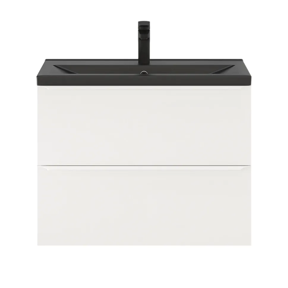 Meuble sous vasque suspendu faible profondeur blanc mat l.80 x H.60 x P.36 cm, GoodHome Imandra