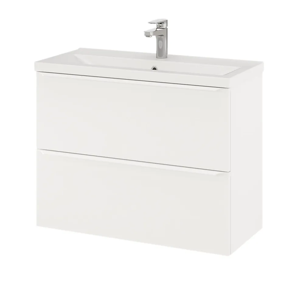 Meuble sous vasque suspendu faible profondeur blanc mat l.80 x H.60 x P.36 cm, GoodHome Imandra