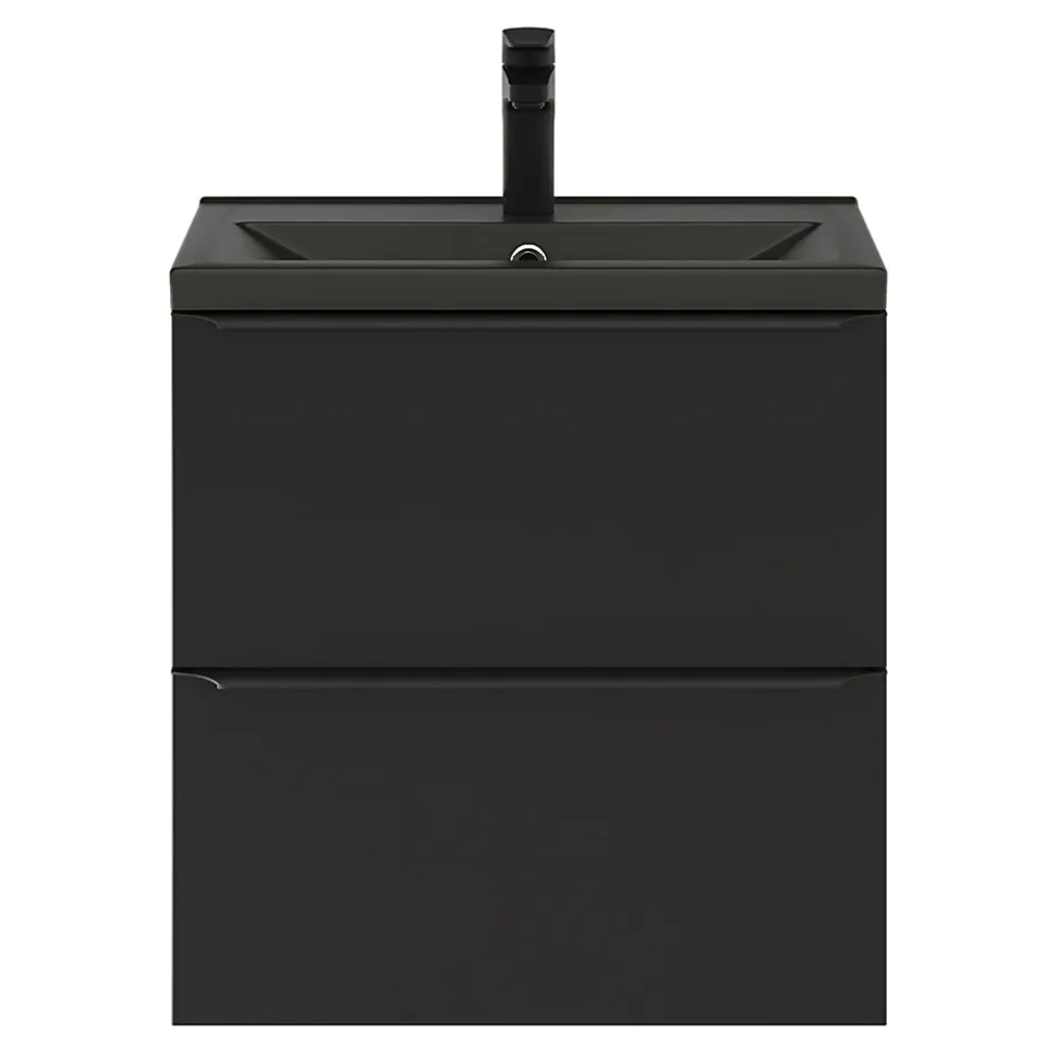 Meuble sous vasque suspendu faible profondeur noir mat l.60 x H.60 x P.36 cm, GoodHome Imandra