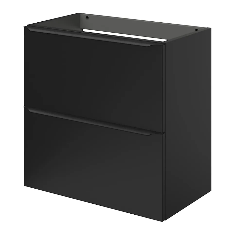 Meuble sous vasque suspendu faible profondeur noir mat l.60 x H.60 x P.36 cm, GoodHome Imandra