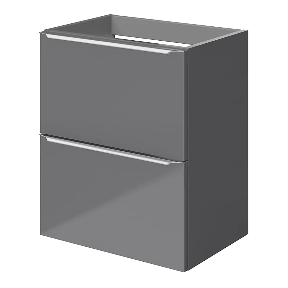Meuble sous vasque suspendu faible profondeur gris brillant l.50 x H.60 x P.36 cm, GoodHome Imandra
