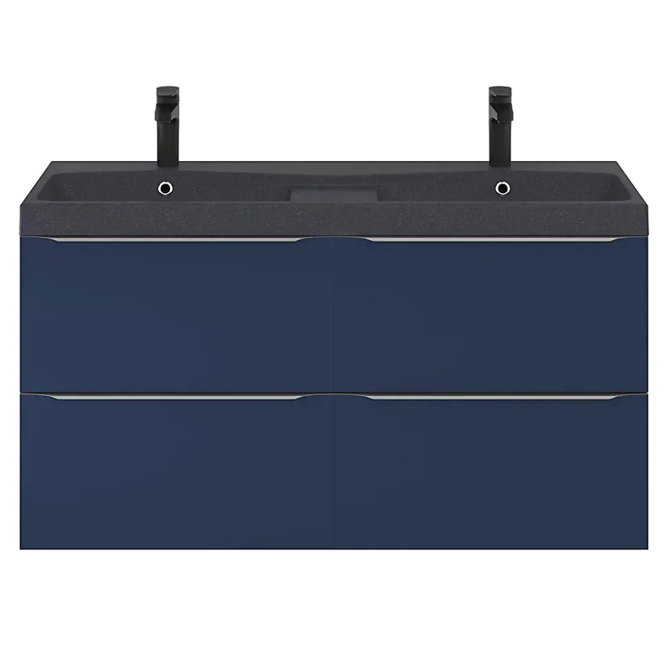 Meuble sous vasque suspendu bleu nuit mat l.120 x H.60 x P.45 cm, GoodHome Imandra