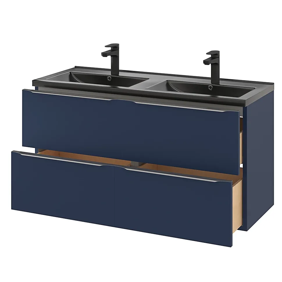 Meuble sous vasque suspendu bleu nuit mat l.120 x H.60 x P.45 cm, GoodHome Imandra