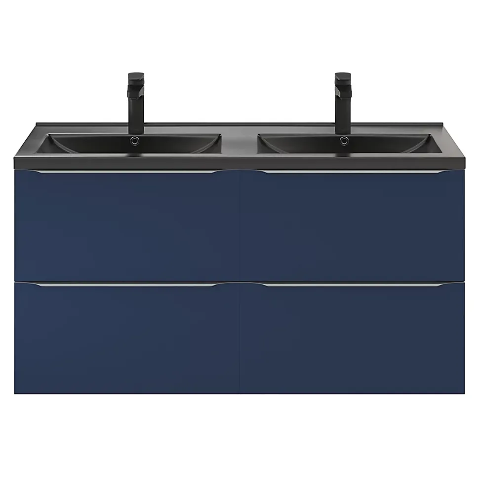 Meuble sous vasque suspendu bleu nuit mat l.120 x H.60 x P.45 cm, GoodHome Imandra
