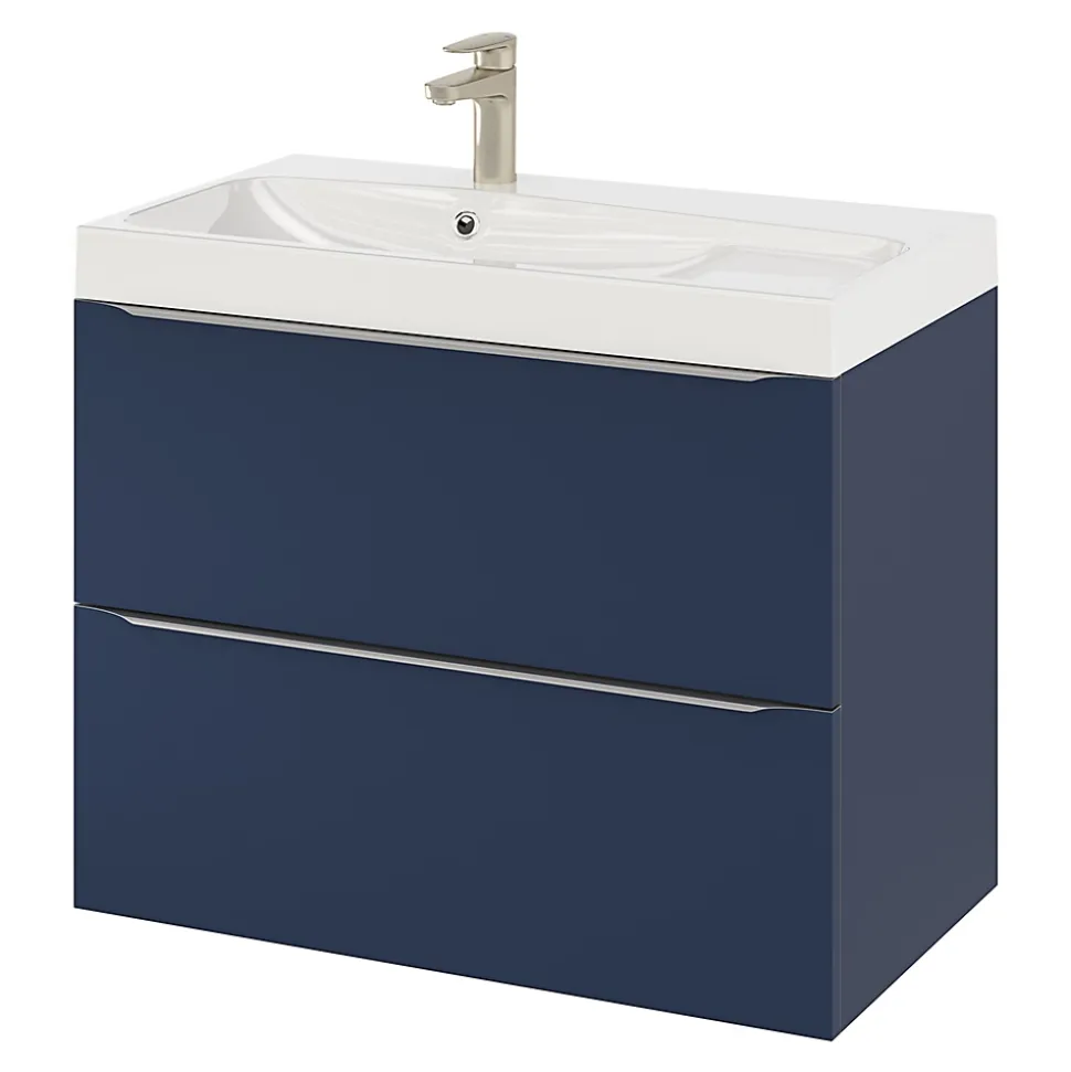 Meuble sous vasque suspendu bleu nuit mat l.80 x H.60 x P.45 cm, GoodHome Imandra