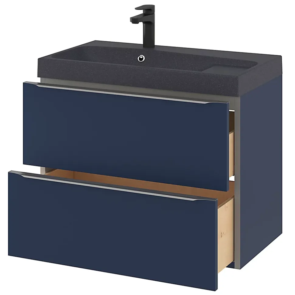 Meuble sous vasque suspendu bleu nuit mat l.80 x H.60 x P.45 cm, GoodHome Imandra