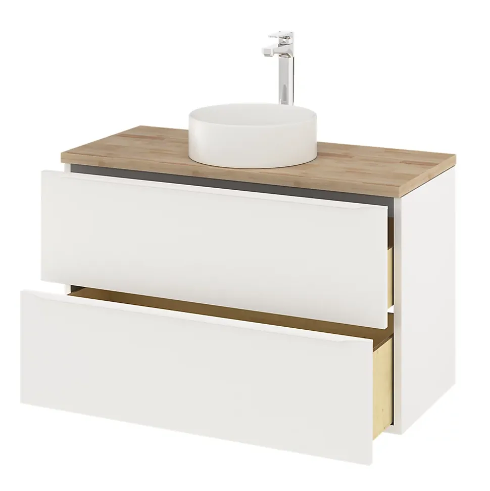 Meuble sous vasque suspendu blanc mat l.100 x H.60 x P.45 cm, GoodHome Imandra