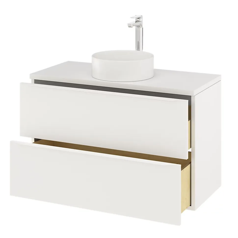 Meuble sous vasque suspendu blanc mat l.100 x H.60 x P.45 cm, GoodHome Imandra