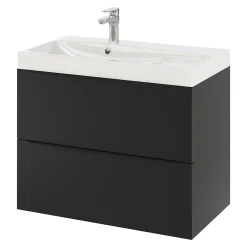 Meuble sous vasque suspendu noir mat l.80 x H.60 x P.45 cm, GoodHome Imandra