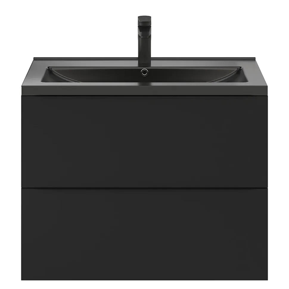 Meuble sous vasque suspendu noir mat l.80 x H.60 x P.45 cm, GoodHome Imandra