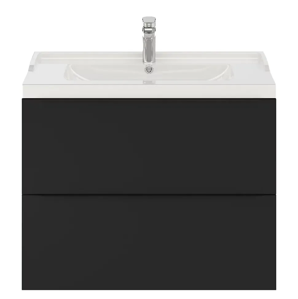 Meuble sous vasque suspendu noir mat l.80 x H.60 x P.45 cm, GoodHome Imandra
