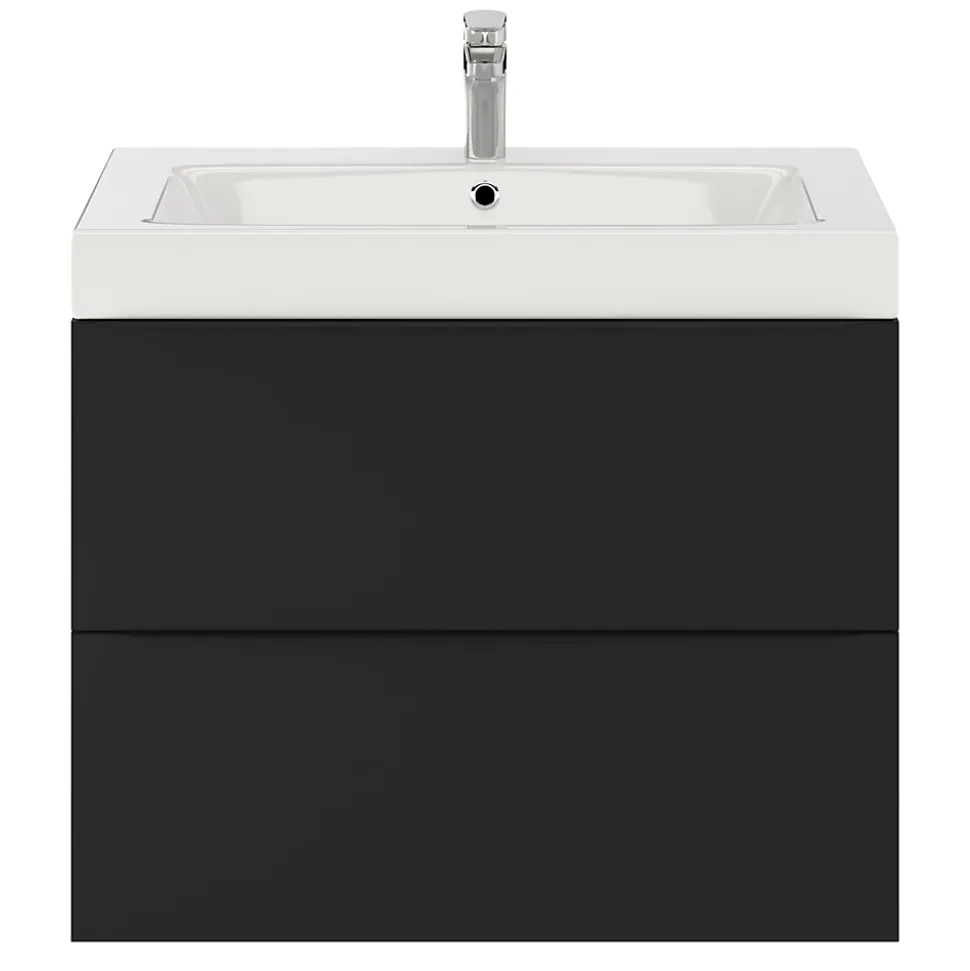 Meuble sous vasque suspendu noir mat l.80 x H.60 x P.45 cm, GoodHome Imandra