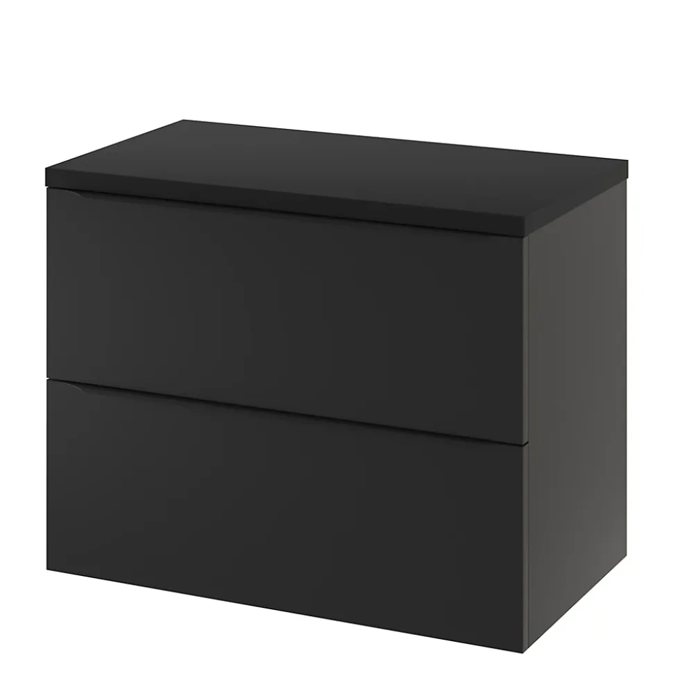 Meuble sous vasque suspendu noir mat l.80 x H.60 x P.45 cm, GoodHome Imandra