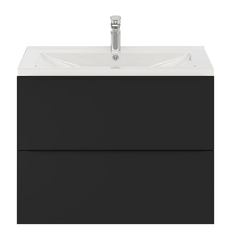 Meuble sous vasque suspendu noir mat l.80 x H.60 x P.45 cm, GoodHome Imandra