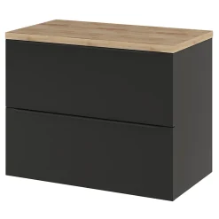 Meuble sous vasque suspendu noir mat l.80 x H.60 x P.45 cm, GoodHome Imandra