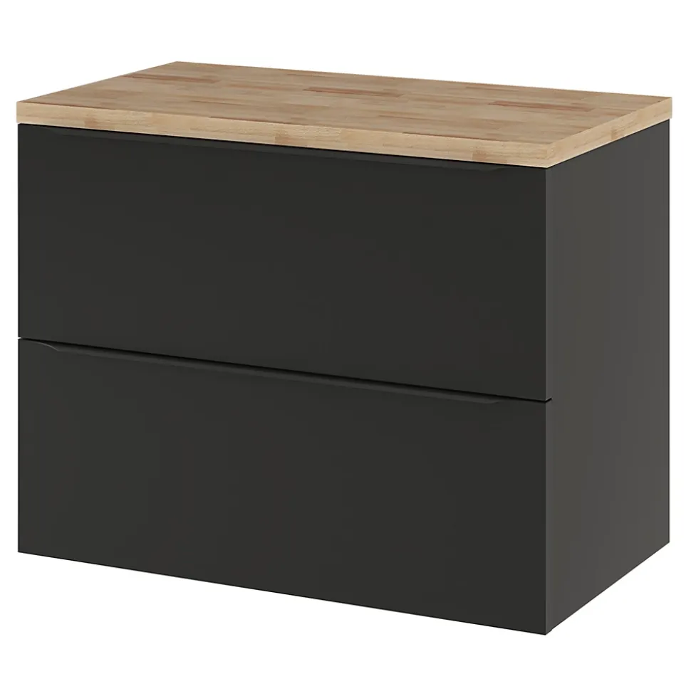 Meuble sous vasque suspendu noir mat l.80 x H.60 x P.45 cm, GoodHome Imandra