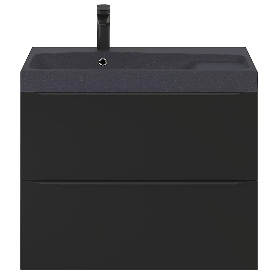 Meuble sous vasque suspendu noir mat l.80 x H.60 x P.45 cm, GoodHome Imandra